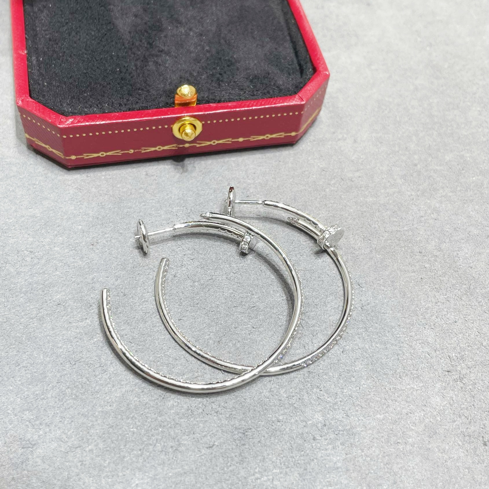 CTEV033 18K Cartier Juste un Clou hoop earrings, large model, paved - ccjewelryacc