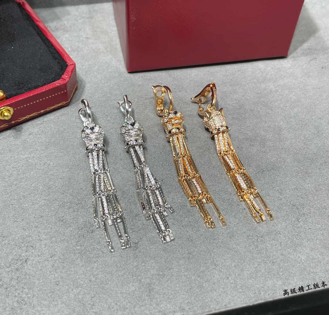 CTEV017 18k White Gold PANTHÈRE DE CARTIER Tassels EARRINGS - ccjewelryacc