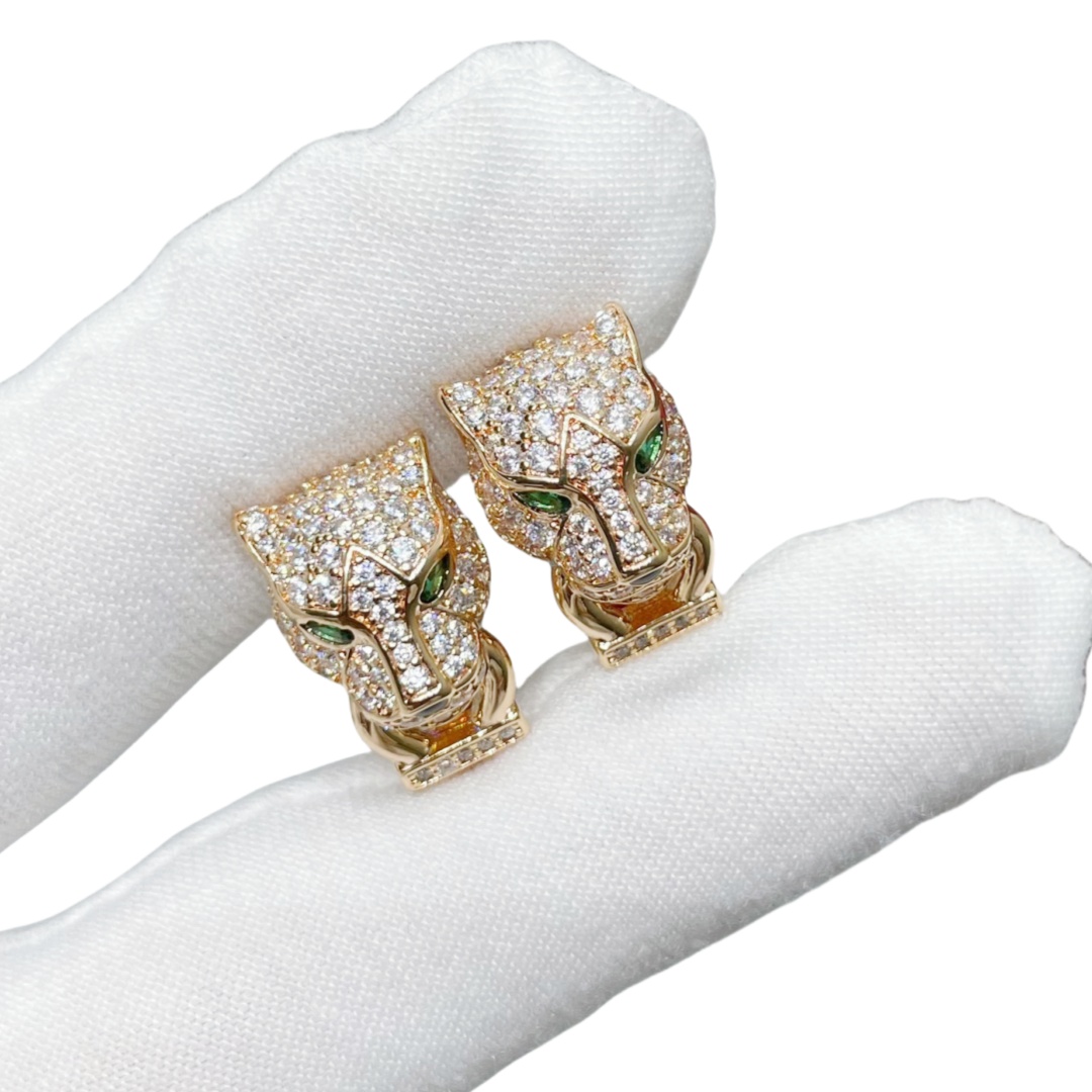 CTES001 18k White Gold full diamond leopard earring clip - ccjewelryacc