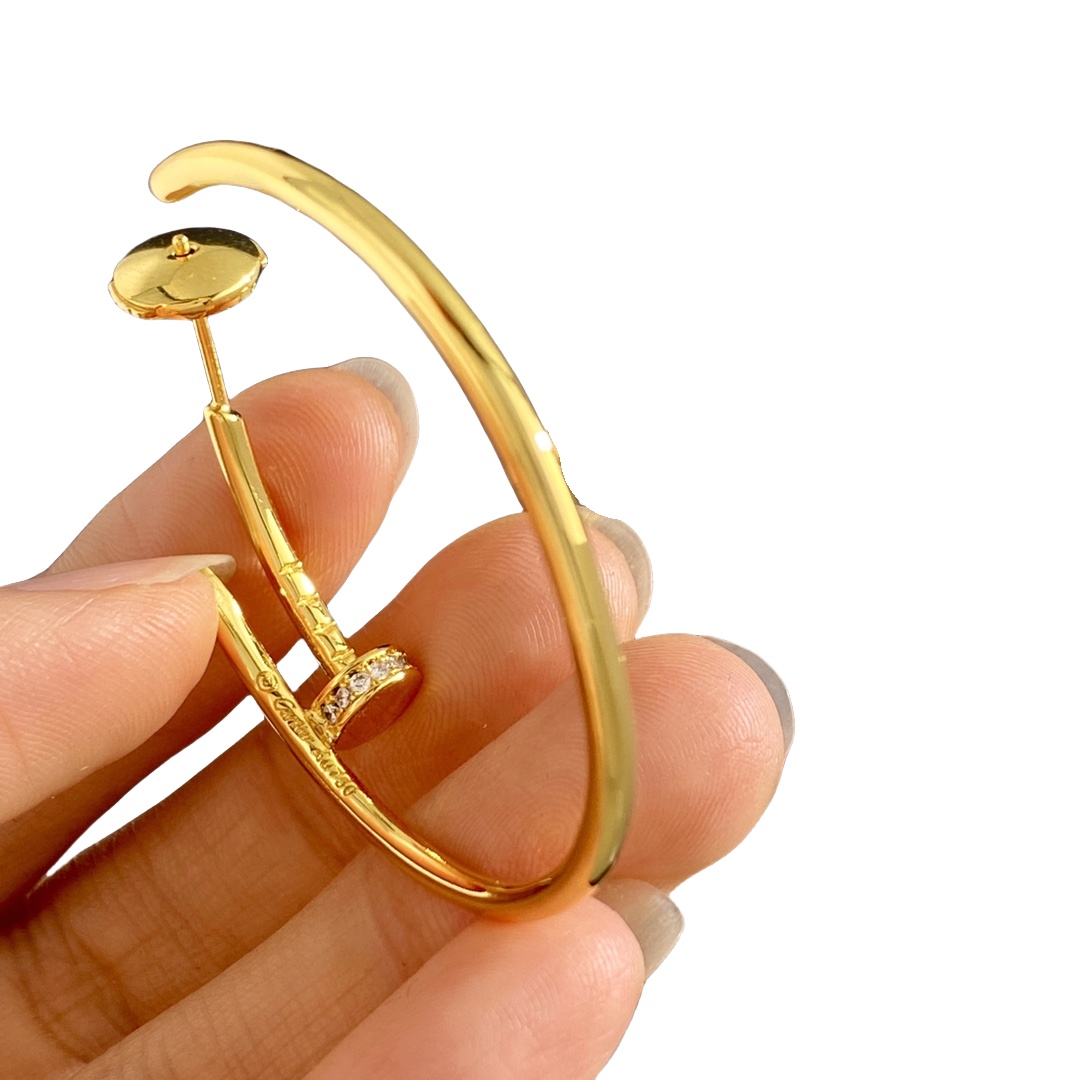 CTE018 JUSTE UN CLOU HOOP EARRINGS, LARGE MODEL, DIAMONDS - ccjewelryacc