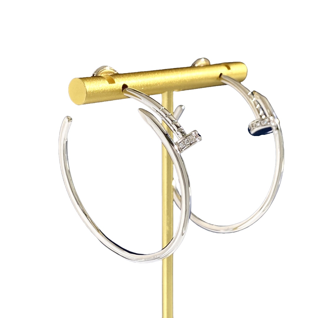 CTE018 JUSTE UN CLOU HOOP EARRINGS, LARGE MODEL, DIAMONDS - ccjewelryacc
