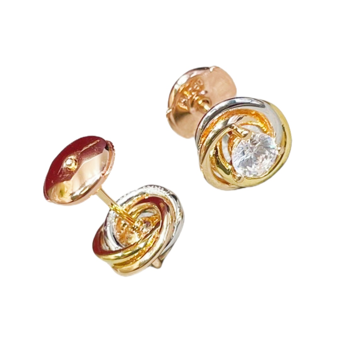 CTEV024 18K TRINITY WHITE GOLD STUD EARRINGS, BRILLIANT-CUT DIAMONDS - ccjewelryacc