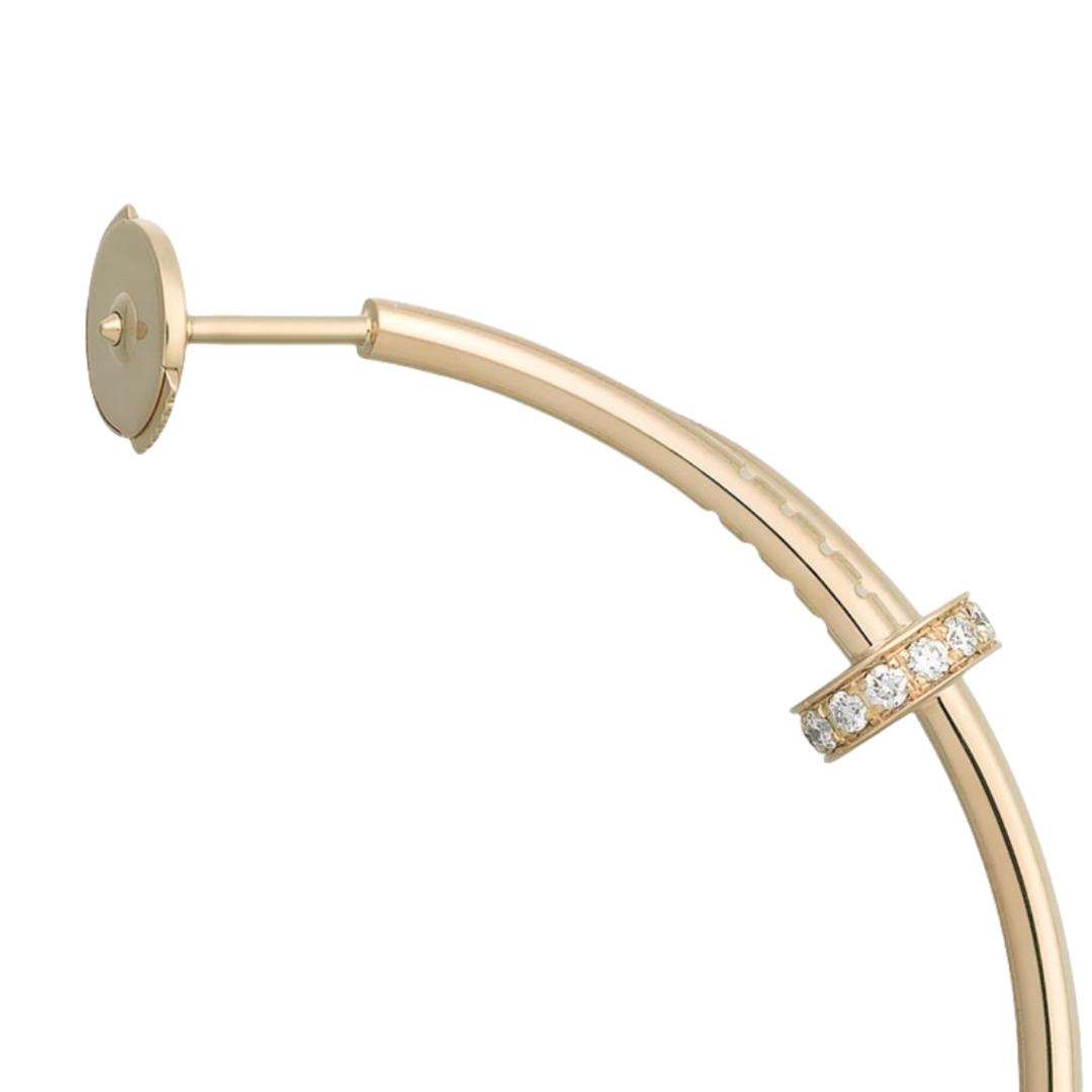 CTEV034 18K Cartier Juste un Clou hoop earrings, large model, diamonds - ccjewelryacc