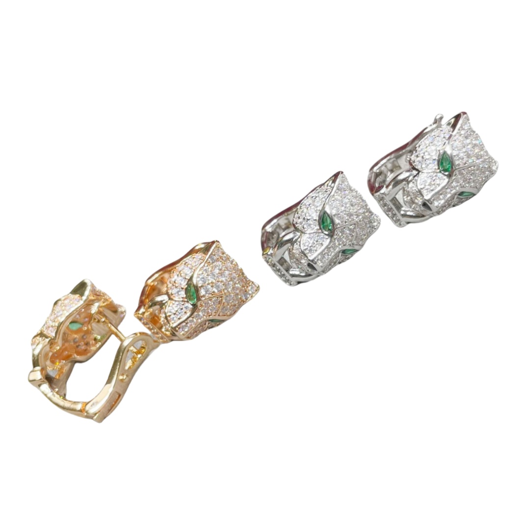 CTES001 18k White Gold full diamond leopard earring clip - ccjewelryacc