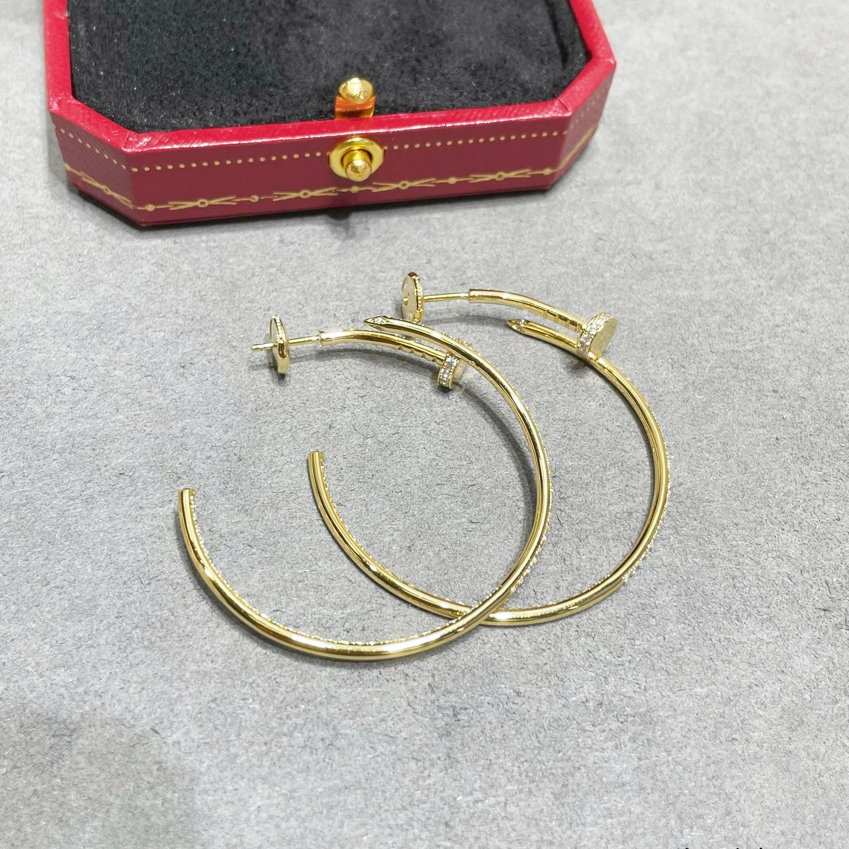 CTEV033 18K Cartier Juste un Clou hoop earrings, large model, paved - ccjewelryacc