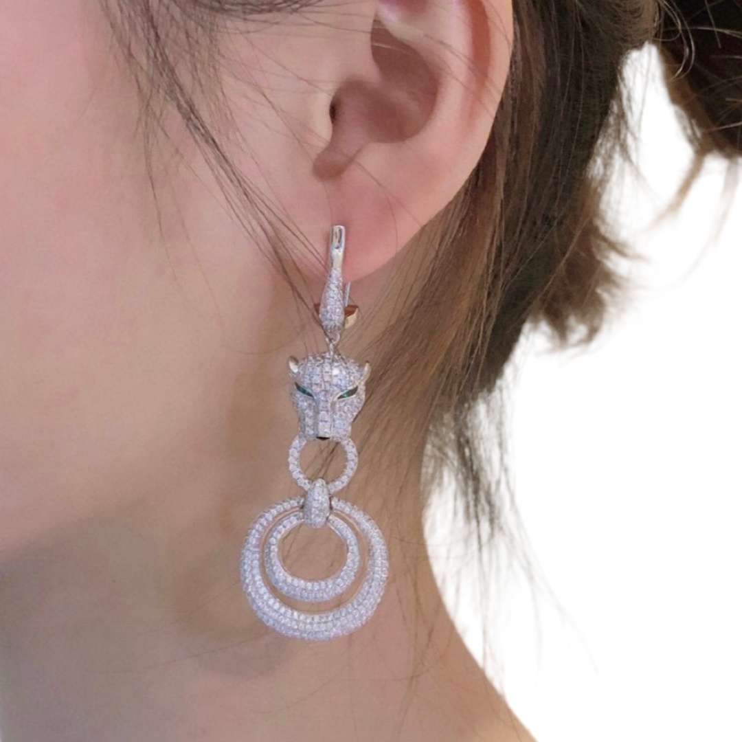 CTEV020 18k PANTHÈRE WHITE GOLD DE CARTIER EARRINGS - ccjewelryacc