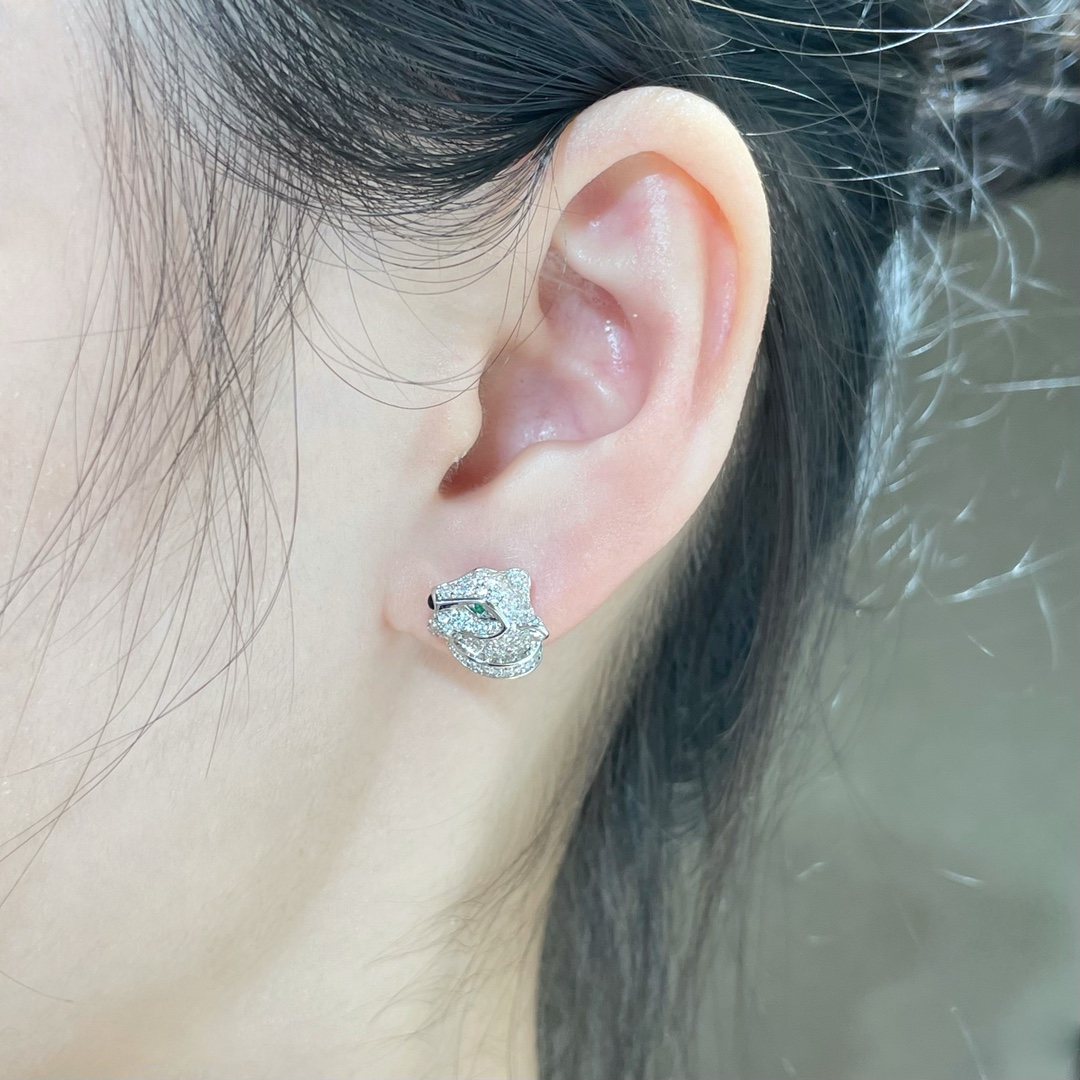 CTEV023 18k Cartier Panthere Heard stud earring - ccjewelryacc