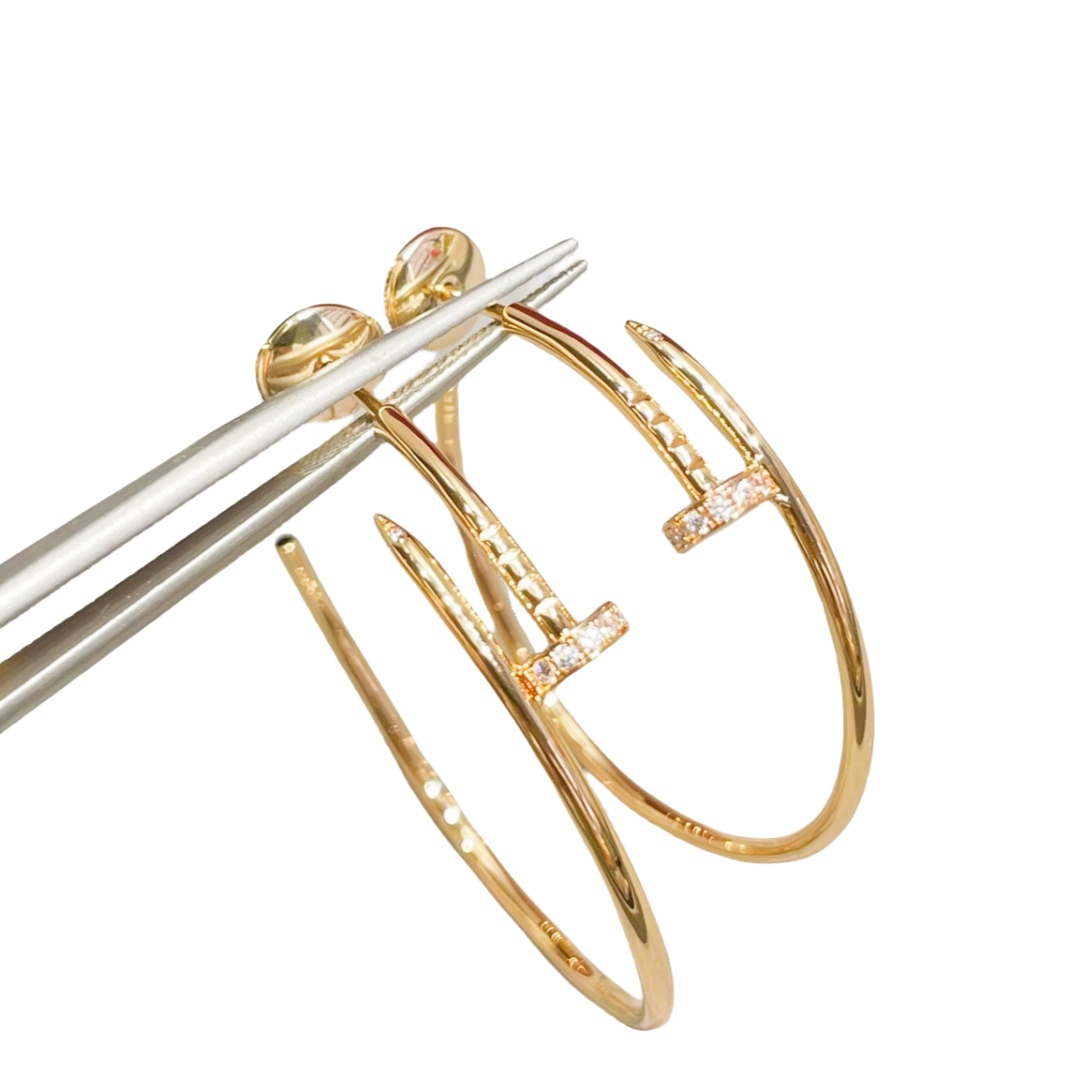 CTEV034 18K Cartier Juste un Clou hoop earrings, large model, diamonds - ccjewelryacc