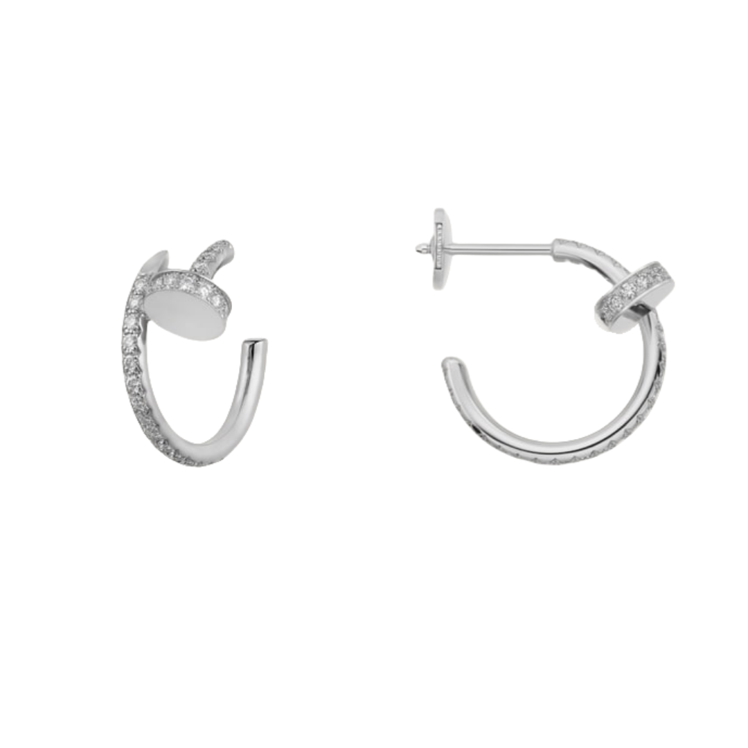 CTEV036 18K Juste un Clou hoop earrings, small model, paved - ccjewelryacc