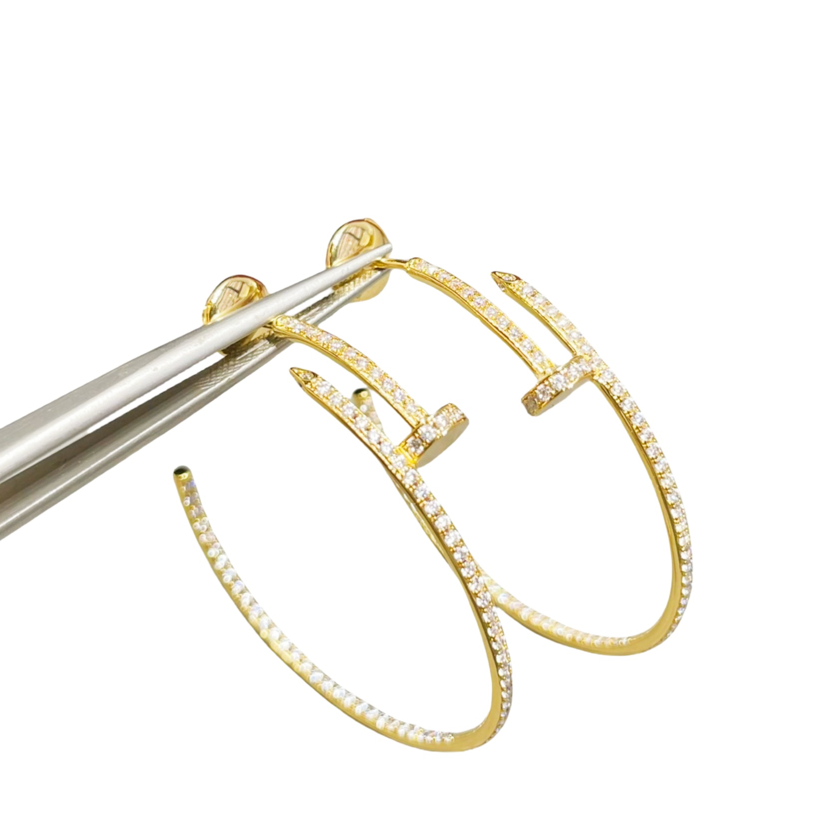 CTEV033 18K Cartier Juste un Clou hoop earrings, large model, paved - ccjewelryacc