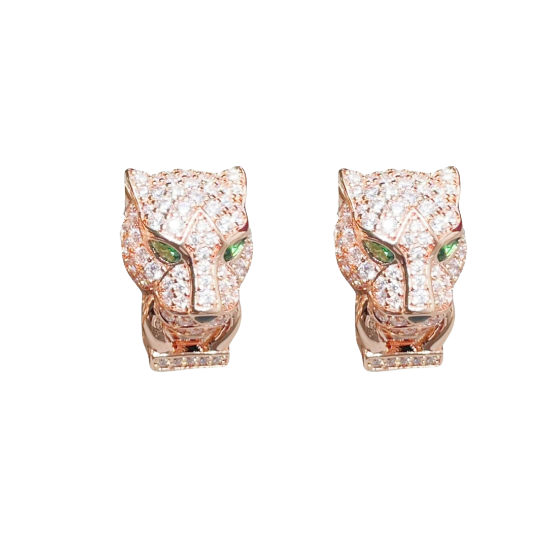 CTES001 18k White Gold full diamond leopard earring clip - ccfashionjewelry