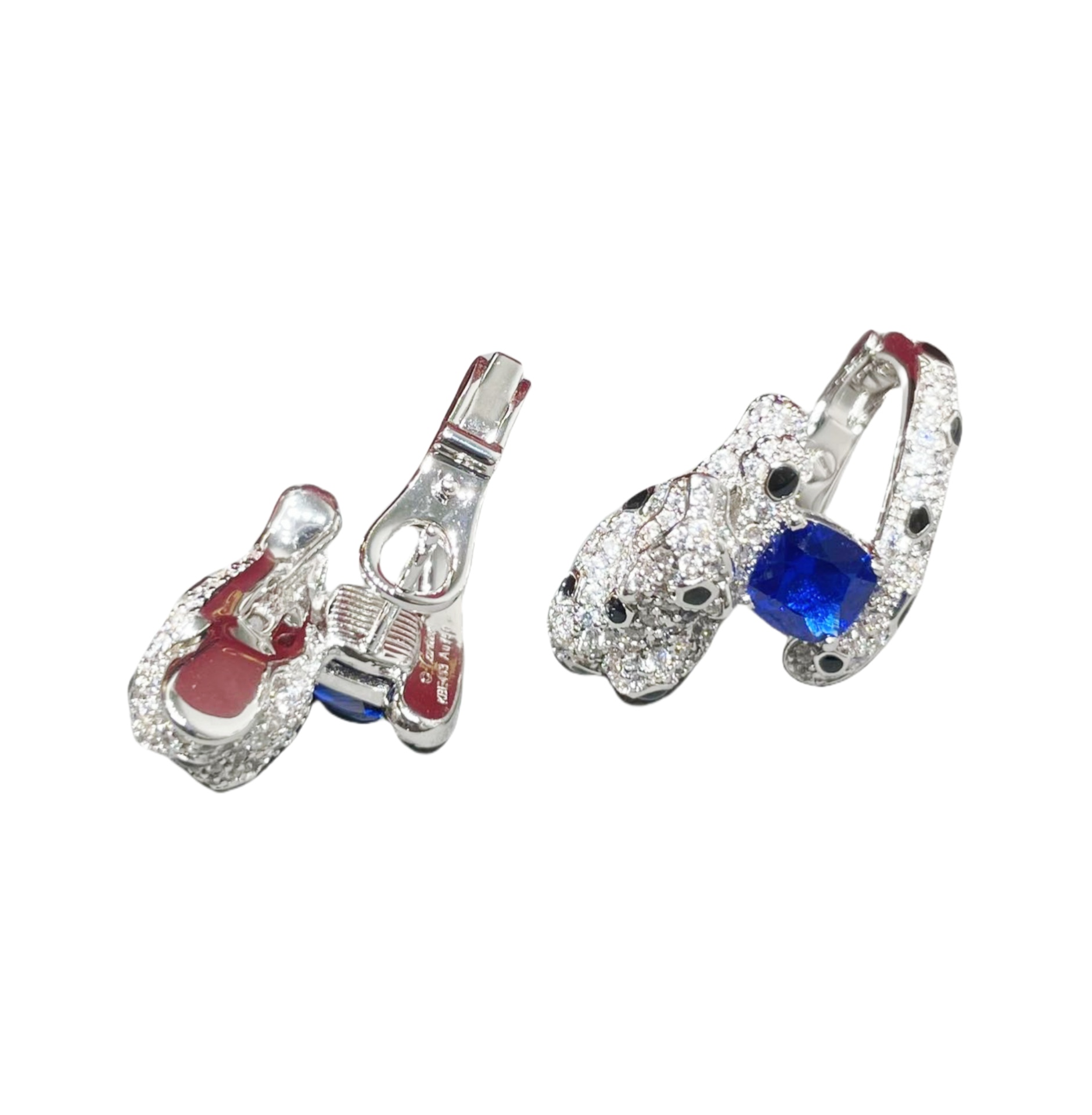 CTEV018 18k White Gold Panthère de Cartier earrings - ccjewelryacc