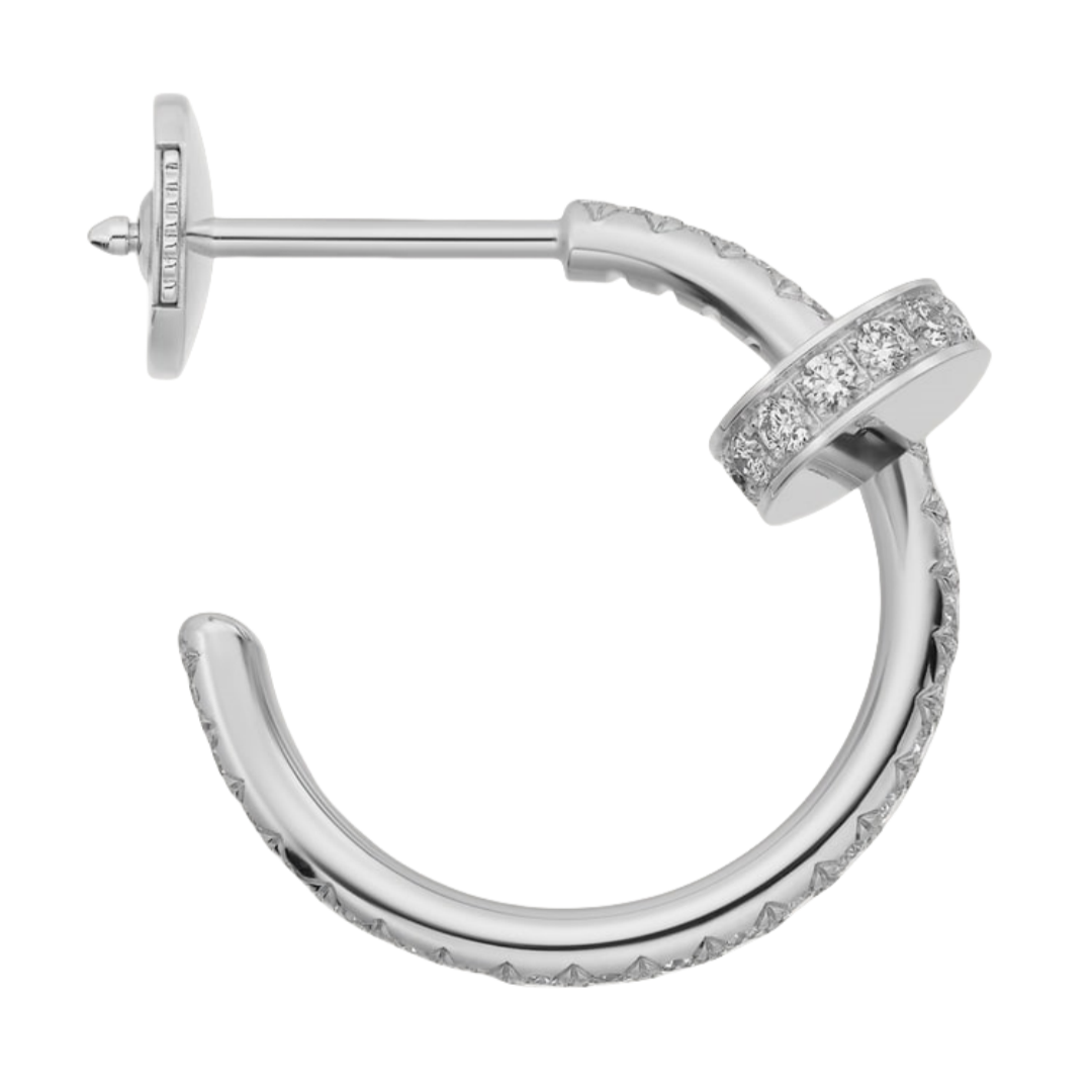 CTEV036 18K Juste un Clou hoop earrings, small model, paved - ccjewelryacc