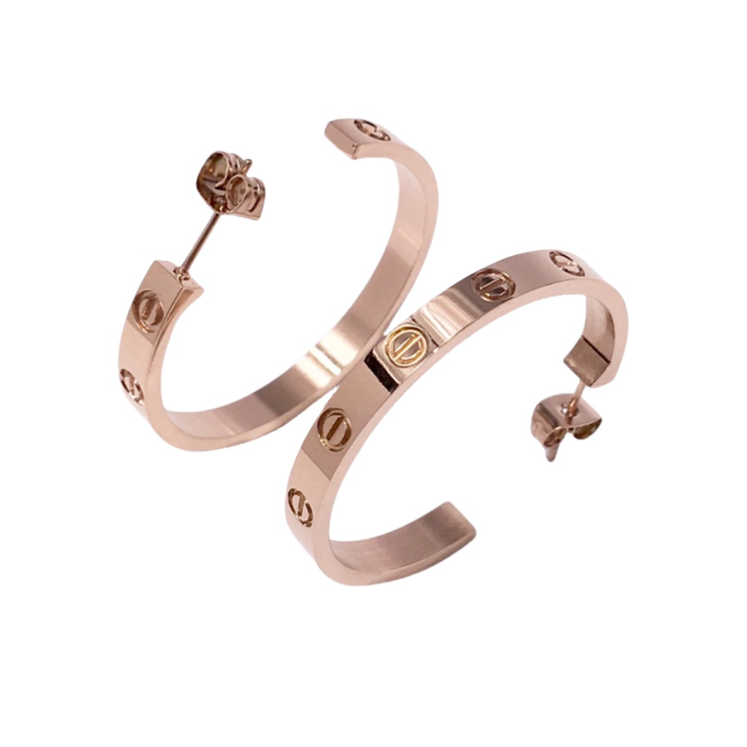 CTE032 Titanium steel Love hoop earrings 4mm - ccjewelryacc