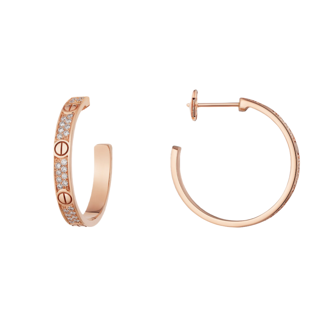 CTE031 LOVE hoop earrings, medium model, paved - ccjewelryacc