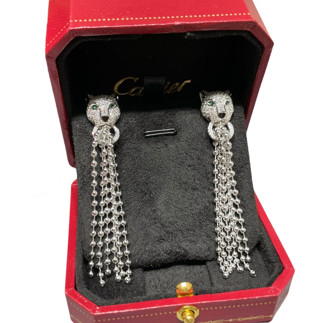 CTEV016 18k White Gold PANTHÈRE DE CARTIER Tassels EARRINGS - ccjewelryacc