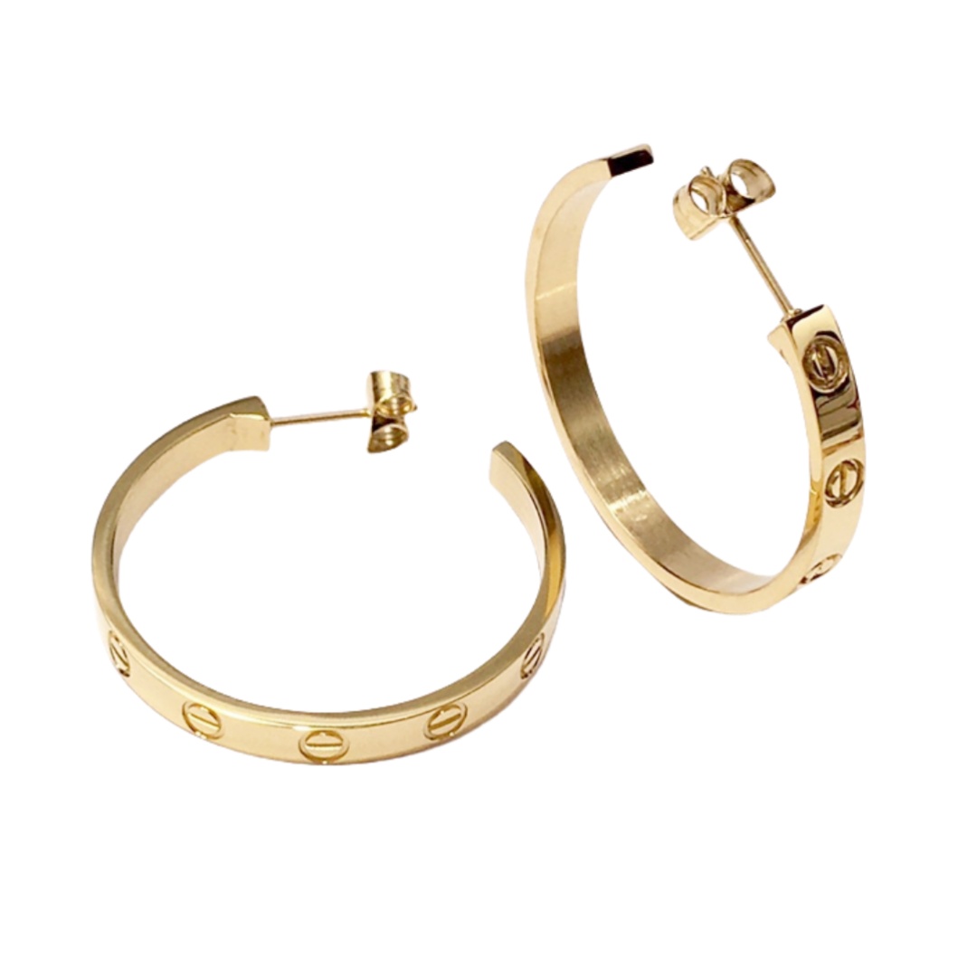 CTE032 Titanium steel Love hoop earrings 4mm - ccjewelryacc