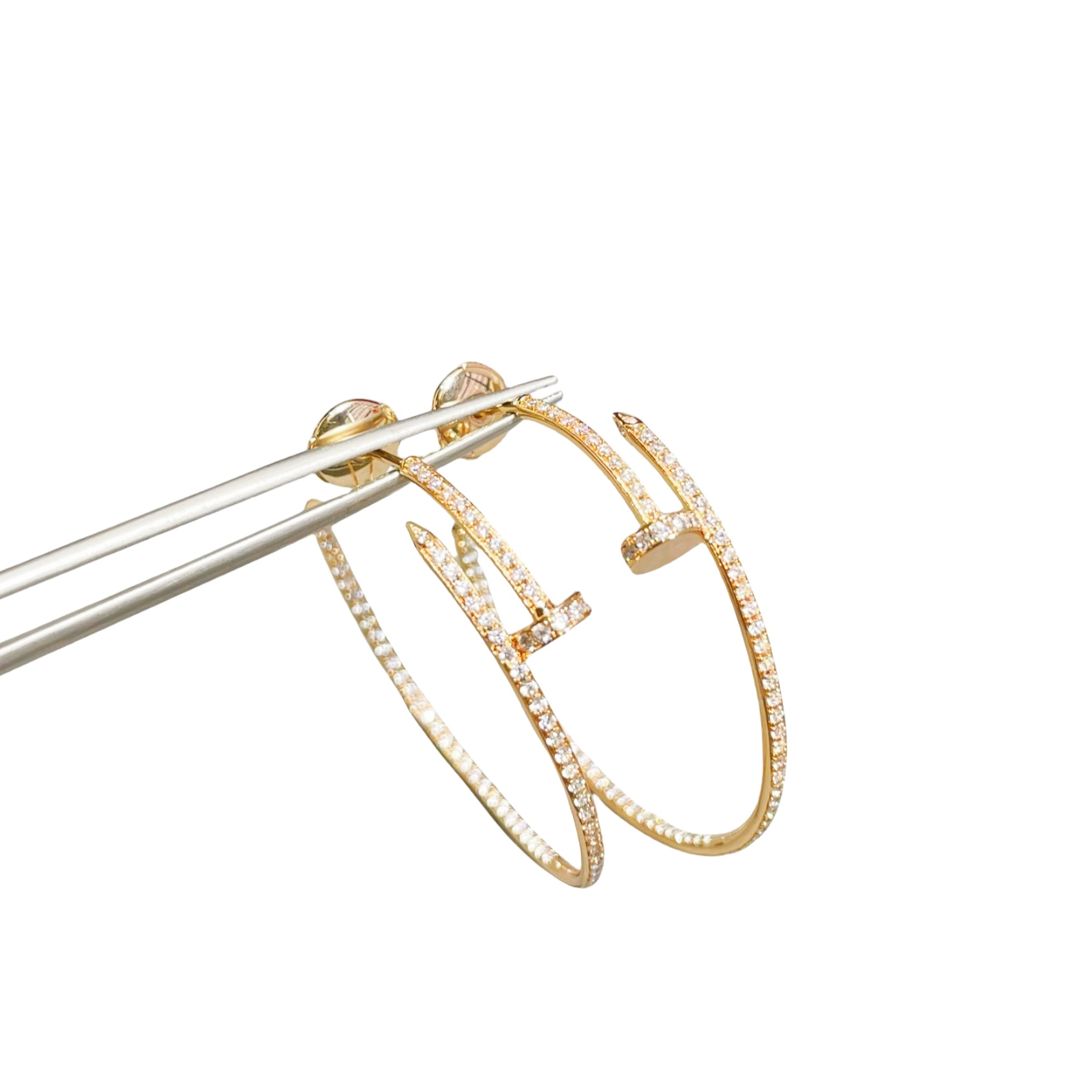CTEV033 18K Cartier Juste un Clou hoop earrings, large model, paved - ccjewelryacc