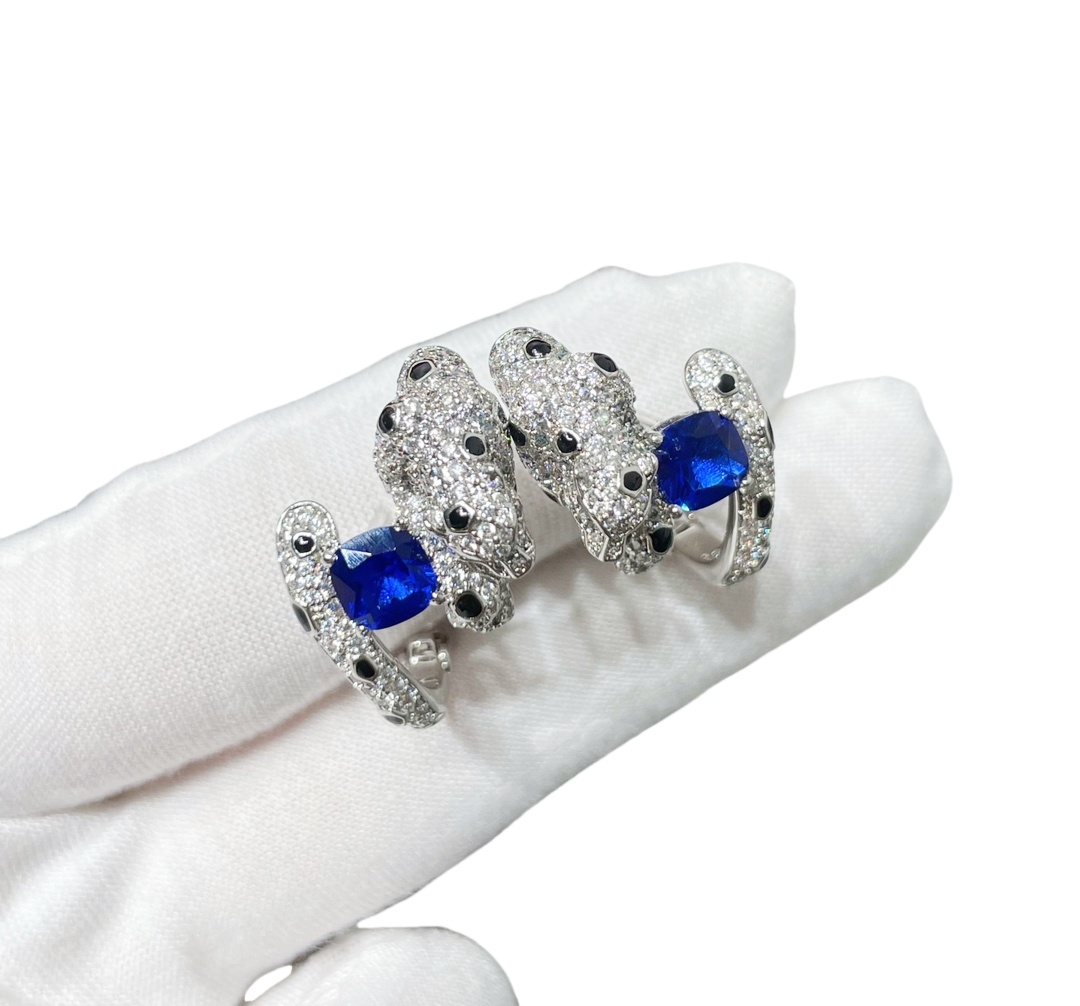 CTEV018 18k White Gold Panthère de Cartier earrings - ccjewelryacc