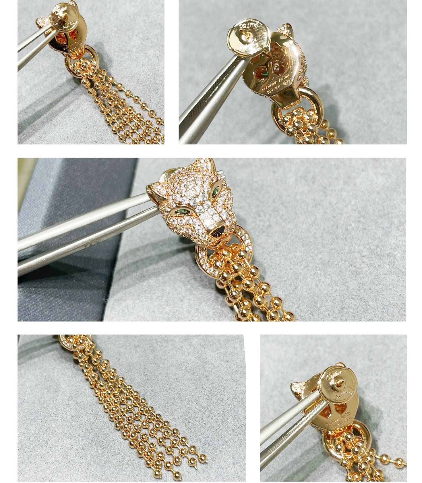 CTEV016 18k White Gold PANTHÈRE DE CARTIER Tassels EARRINGS - ccjewelryacc