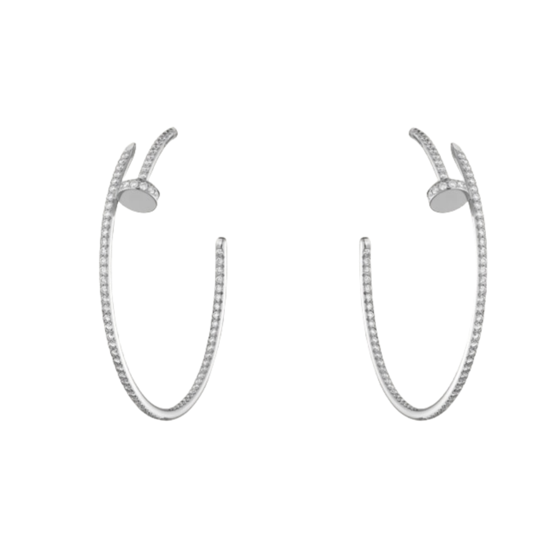 CTEV033 18K Cartier Juste un Clou hoop earrings, large model, paved - ccjewelryacc