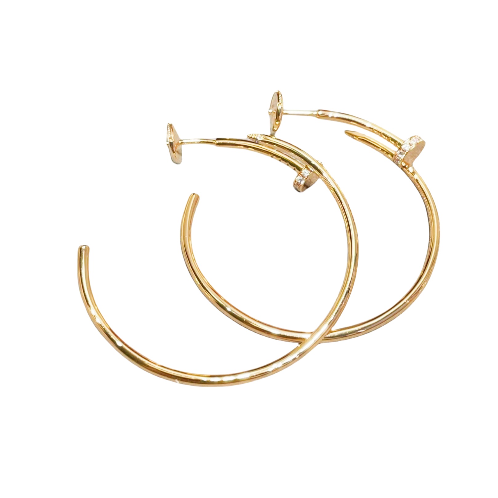 CTEV034 18K Cartier Juste un Clou hoop earrings, large model, diamonds - ccjewelryacc