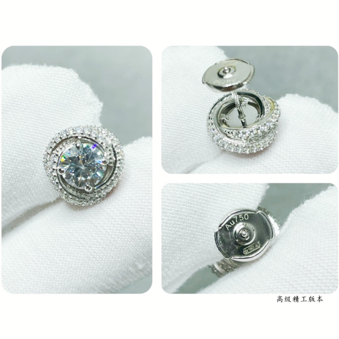 CTEV039 18K Cartier Trinity Ruban earrings White Gold and diamond - ccjewelryacc