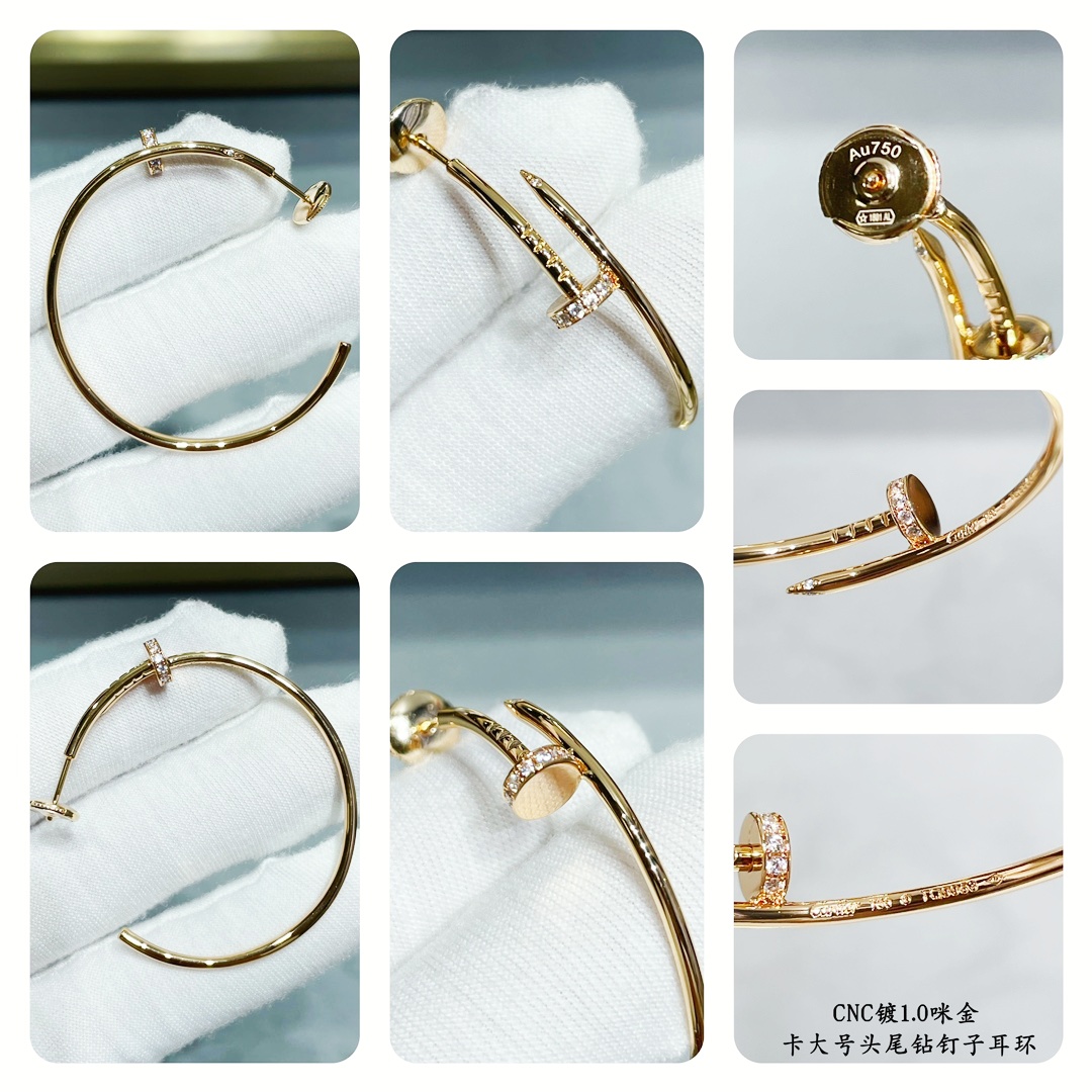 CTEV034 18K Cartier Juste un Clou hoop earrings, large model, diamonds - ccjewelryacc