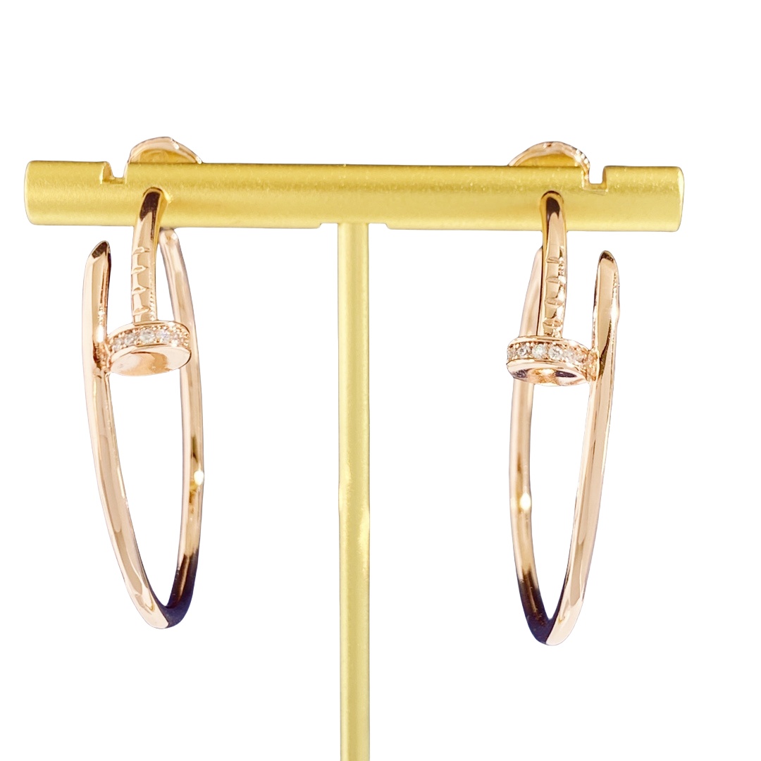 CTE018 JUSTE UN CLOU HOOP EARRINGS, LARGE MODEL, DIAMONDS - ccjewelryacc