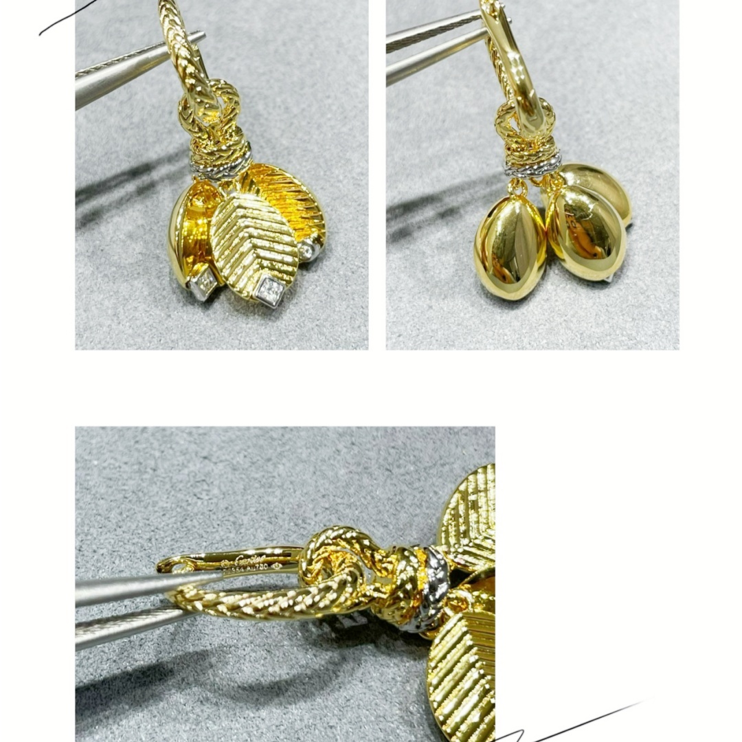 CTEV021 18k GRAIN YELLOW GOLD DE CAFÉ EARRINGS - ccjewelryacc