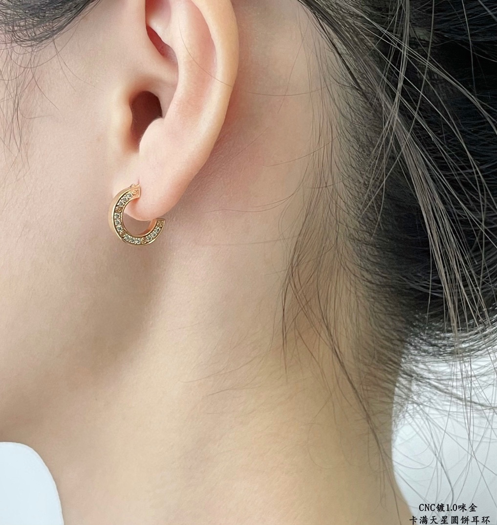 CTEV027 18K Cartier LOVE Hoop EARRING, PAVED - ccjewelryacc