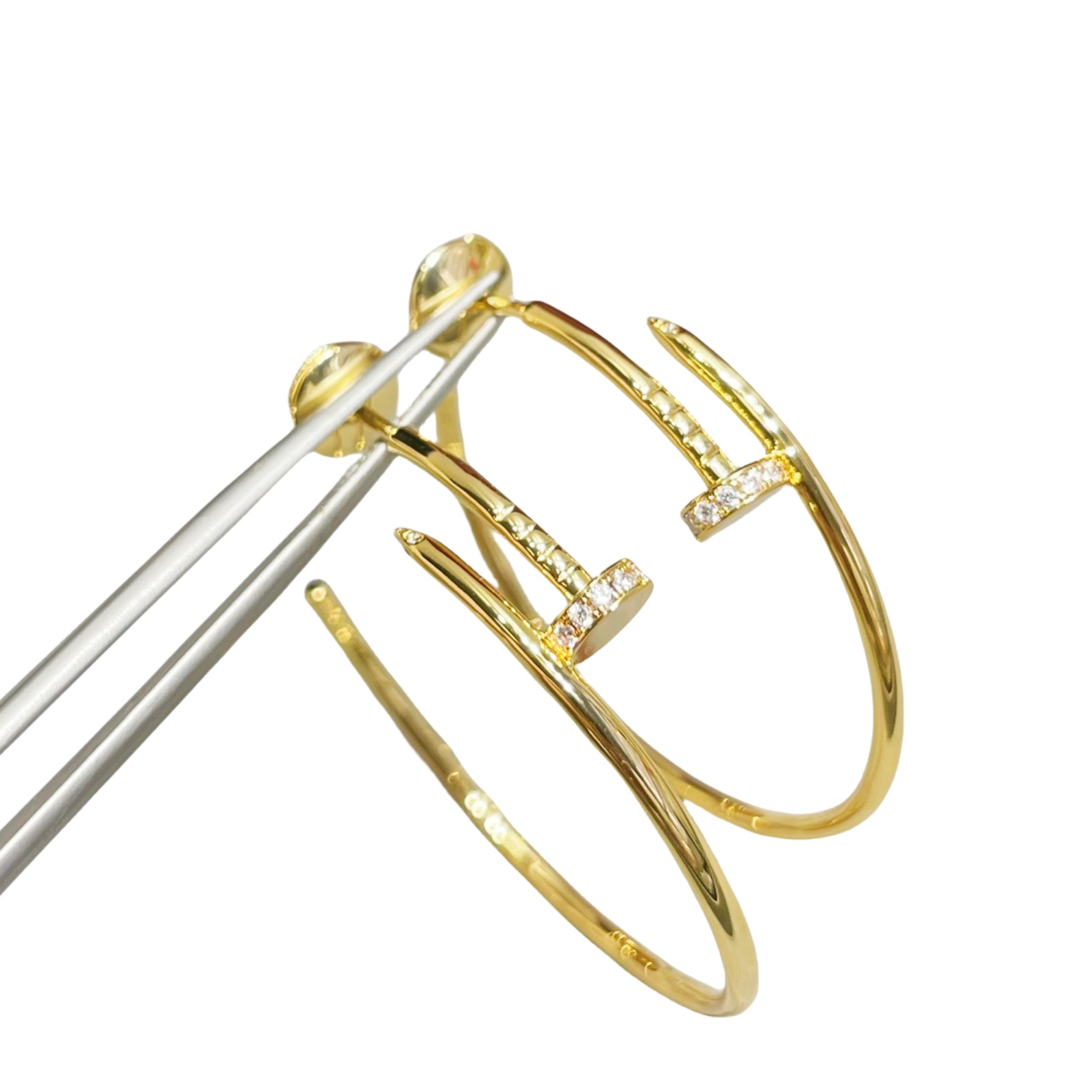 CTEV034 18K Cartier Juste un Clou hoop earrings, large model, diamonds - ccjewelryacc