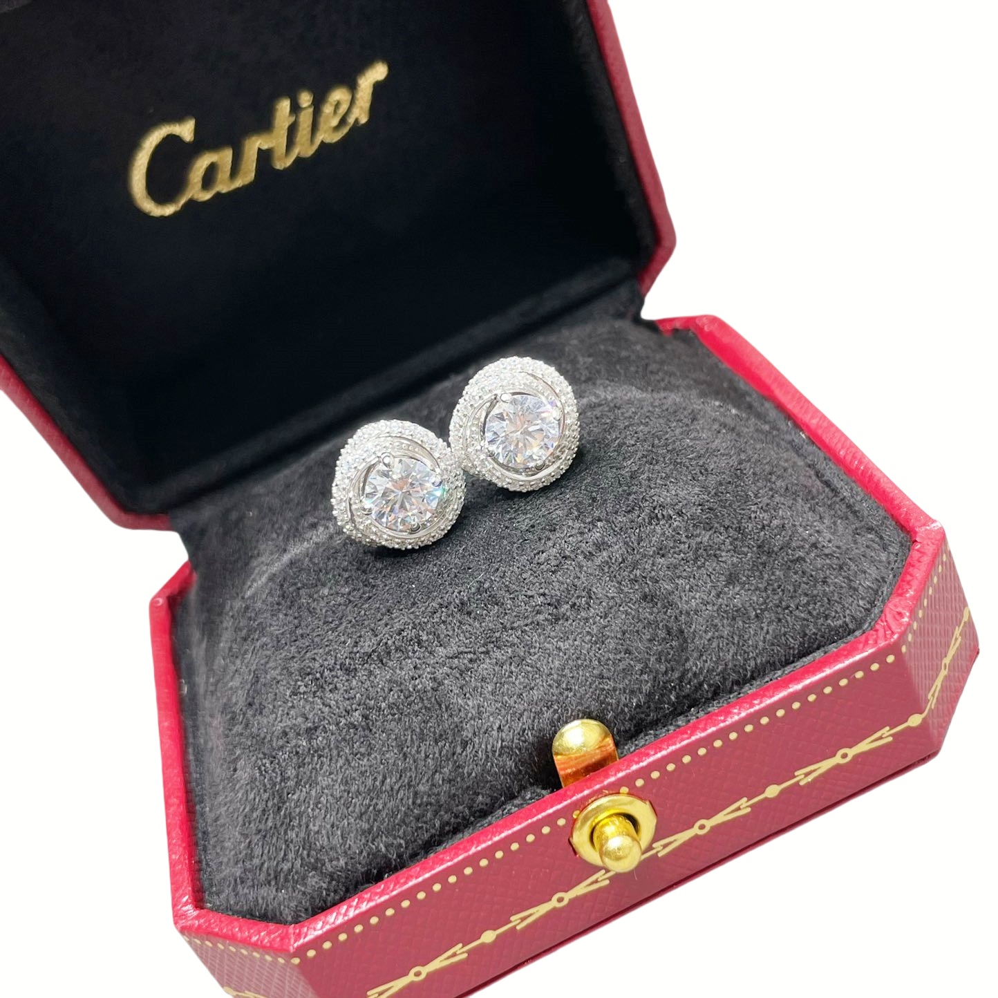 CTEV039 18K Cartier Trinity Ruban earrings White Gold and diamond - ccjewelryacc