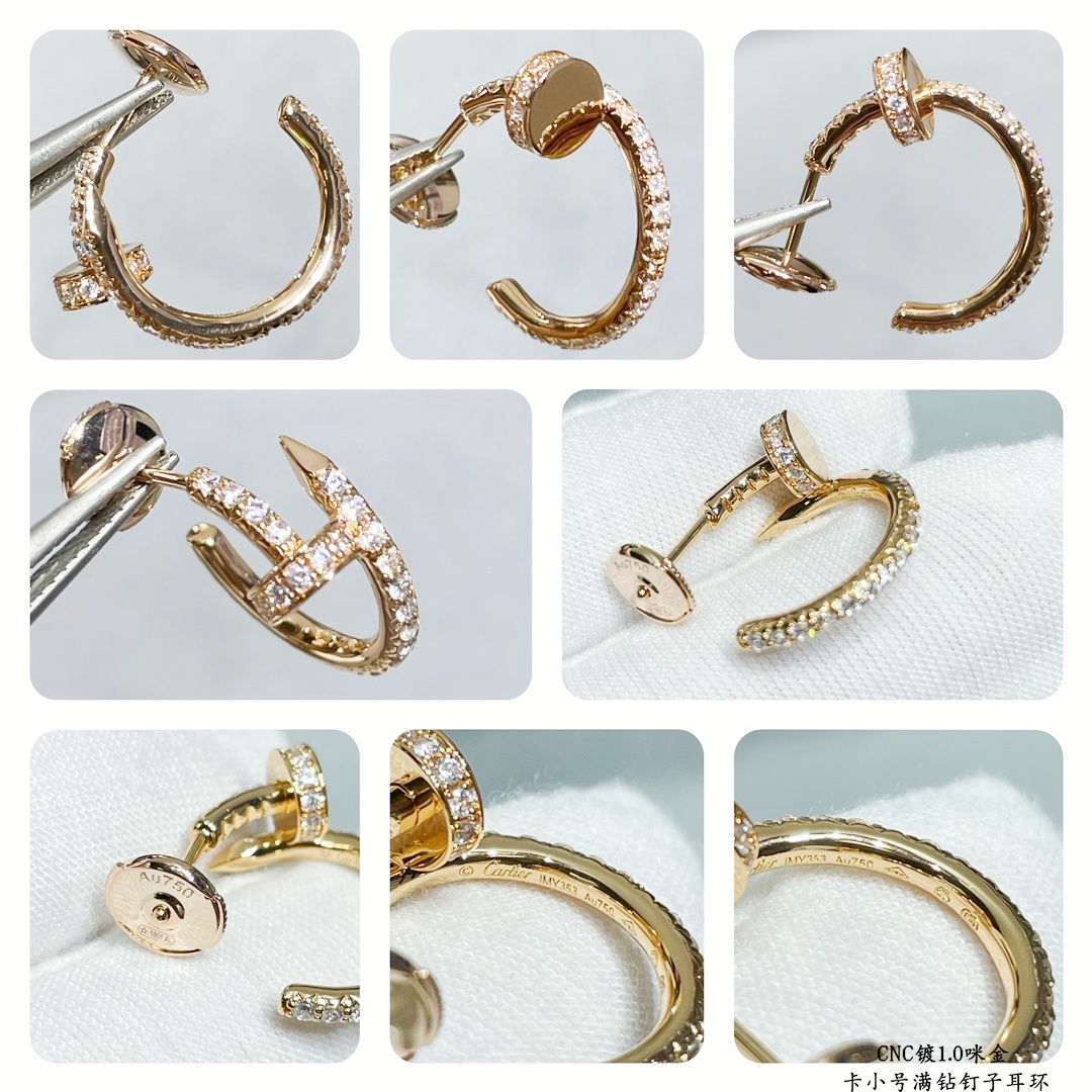 CTEV036 18K Juste un Clou hoop earrings, small model, paved - ccjewelryacc