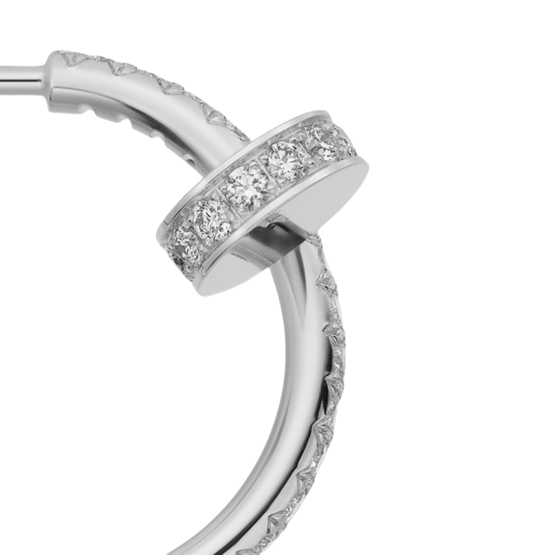 CTEV036 18K Juste un Clou hoop earrings, small model, paved - ccjewelryacc