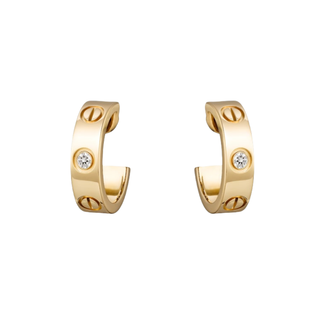 CTEV025 18K LOVE hoop earrings, classic model, diamonds 5.5mm - ccjewelryacc