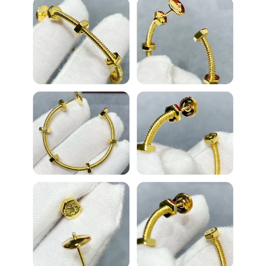 CTEV040 18K ECROU DE CARTIER HOOP EARRINGS - ccjewelryacc