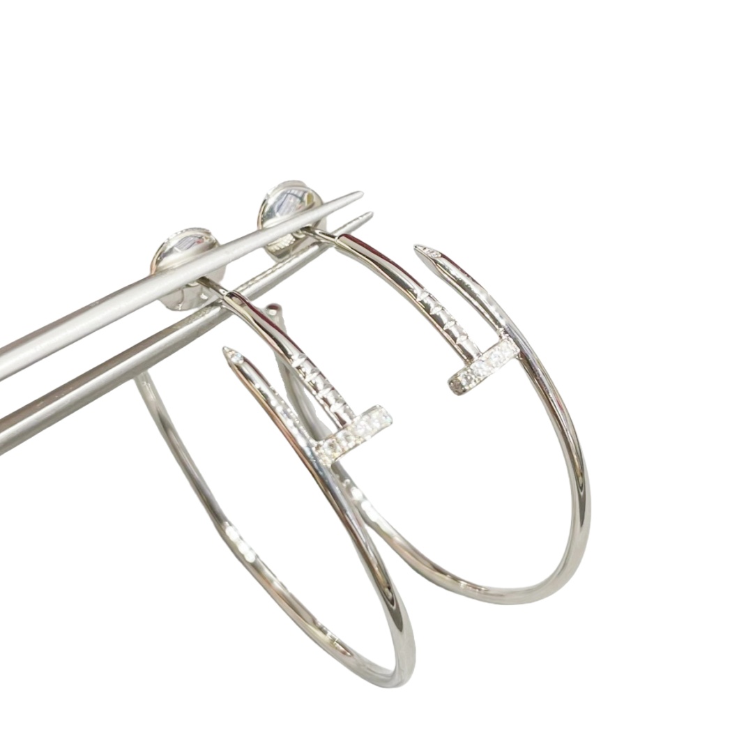 CTEV034 18K Cartier Juste un Clou hoop earrings, large model, diamonds - ccjewelryacc