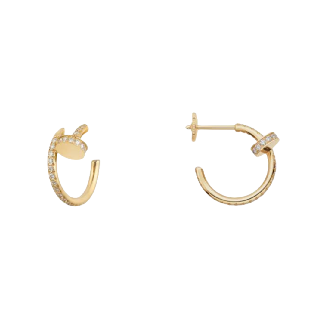 CTEV036 18K Juste un Clou hoop earrings, small model, paved - ccjewelryacc