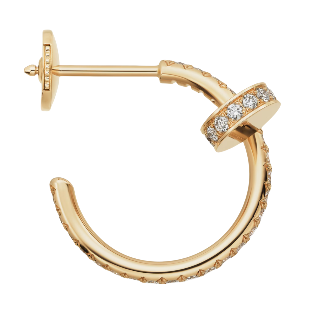 CTEV036 18K Juste un Clou hoop earrings, small model, paved - ccjewelryacc