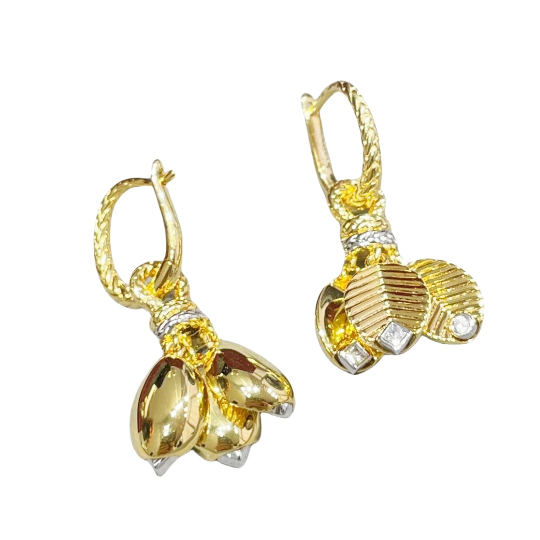 CTEV021 18k GRAIN YELLOW GOLD DE CAFÉ EARRINGS - ccjewelryacc
