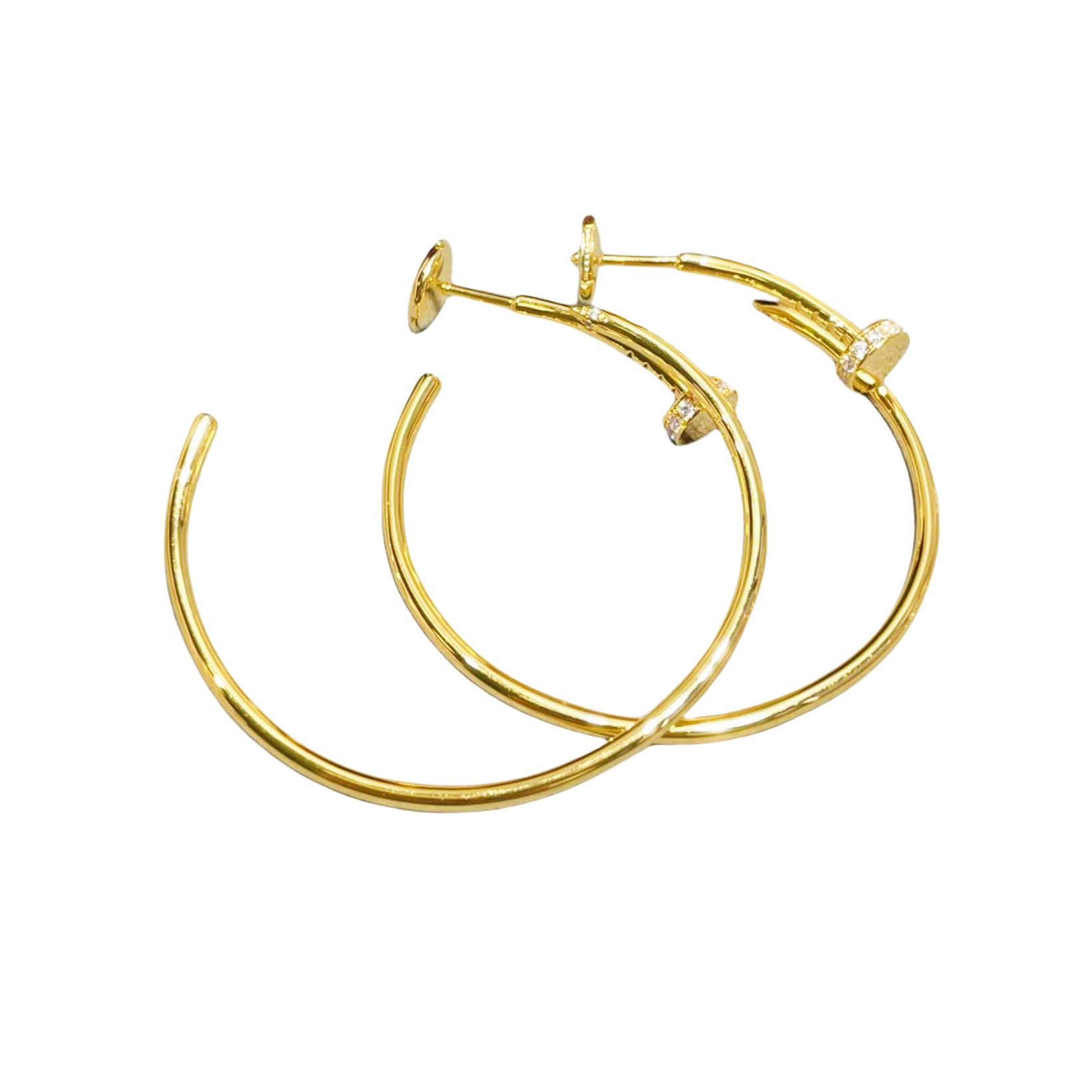 CTEV034 18K Cartier Juste un Clou hoop earrings, large model, diamonds - ccjewelryacc