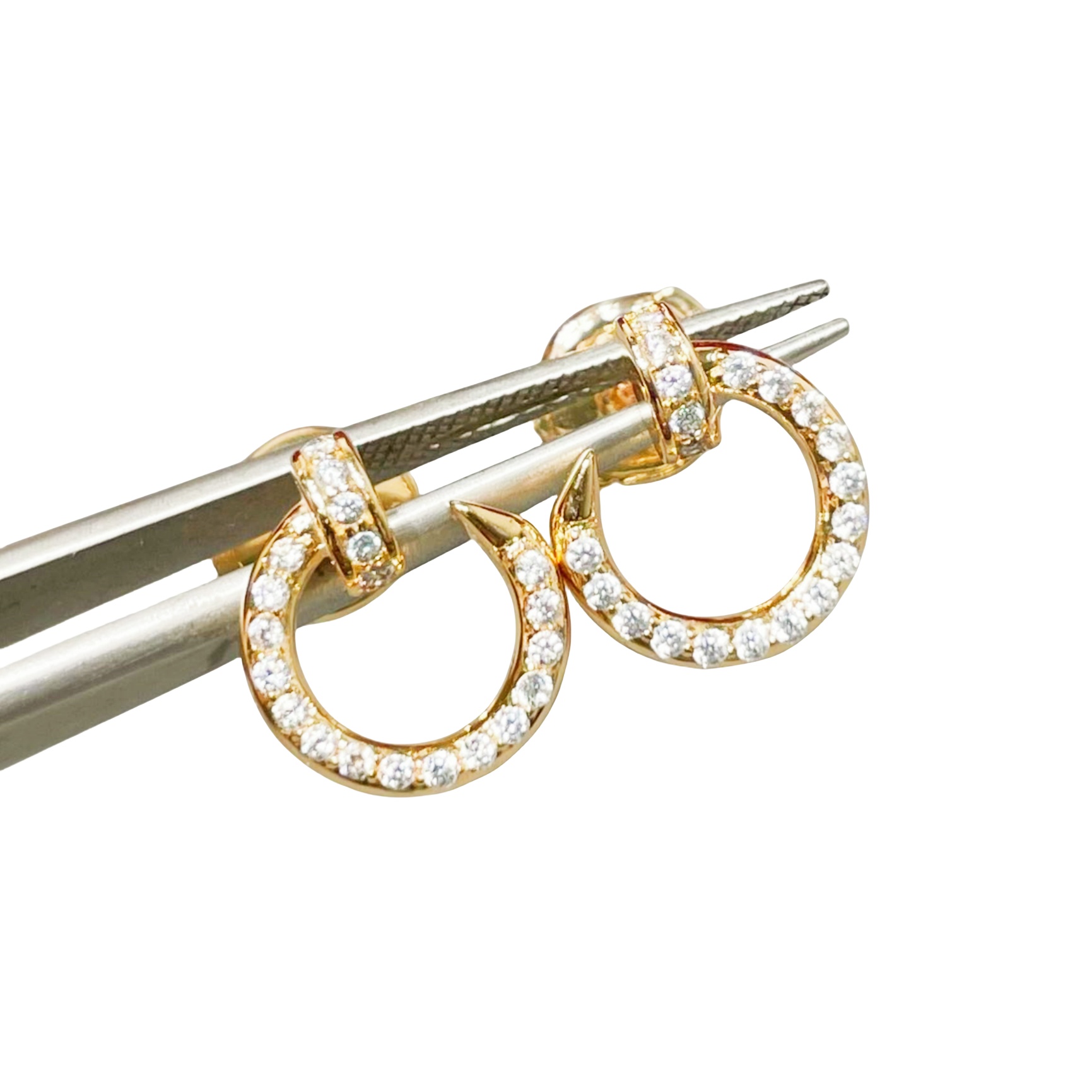 CTEV037 18K Cartier Juste un Clou hoop earrings, small model, paved - ccjewelryacc