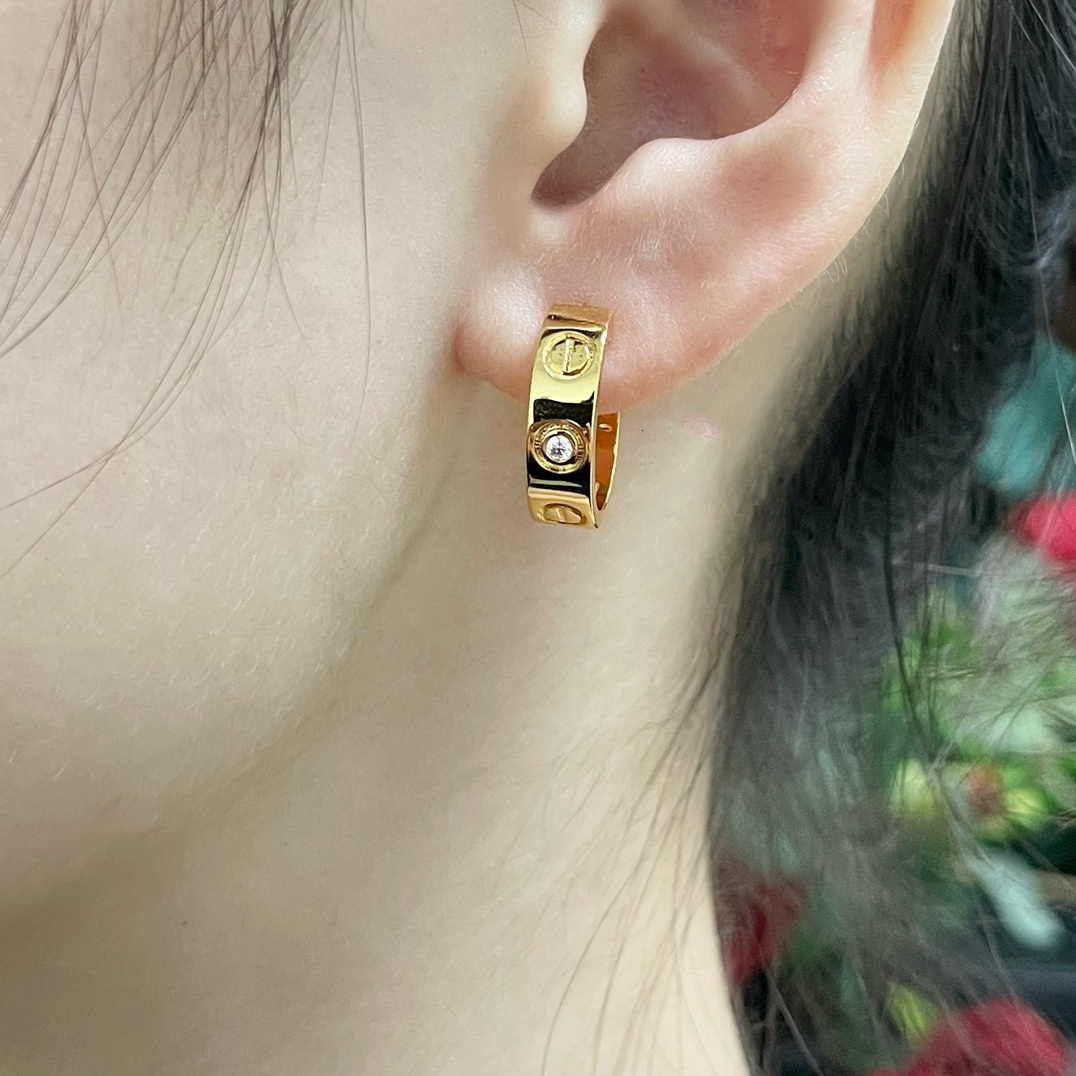 CTEV025 18K LOVE hoop earrings, classic model, diamonds 5.5mm - ccjewelryacc