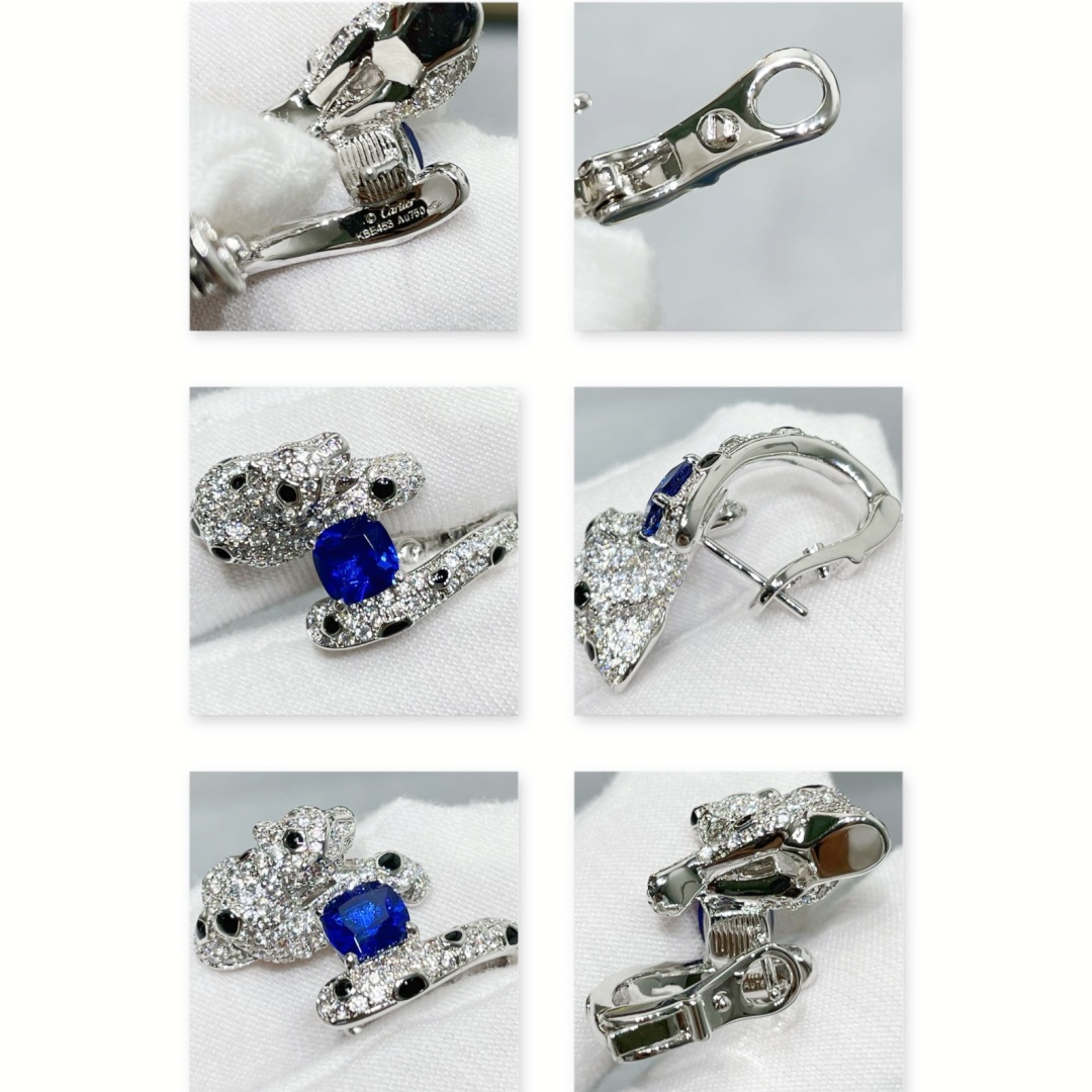 CTEV018 18k White Gold Panthère de Cartier earrings - ccjewelryacc