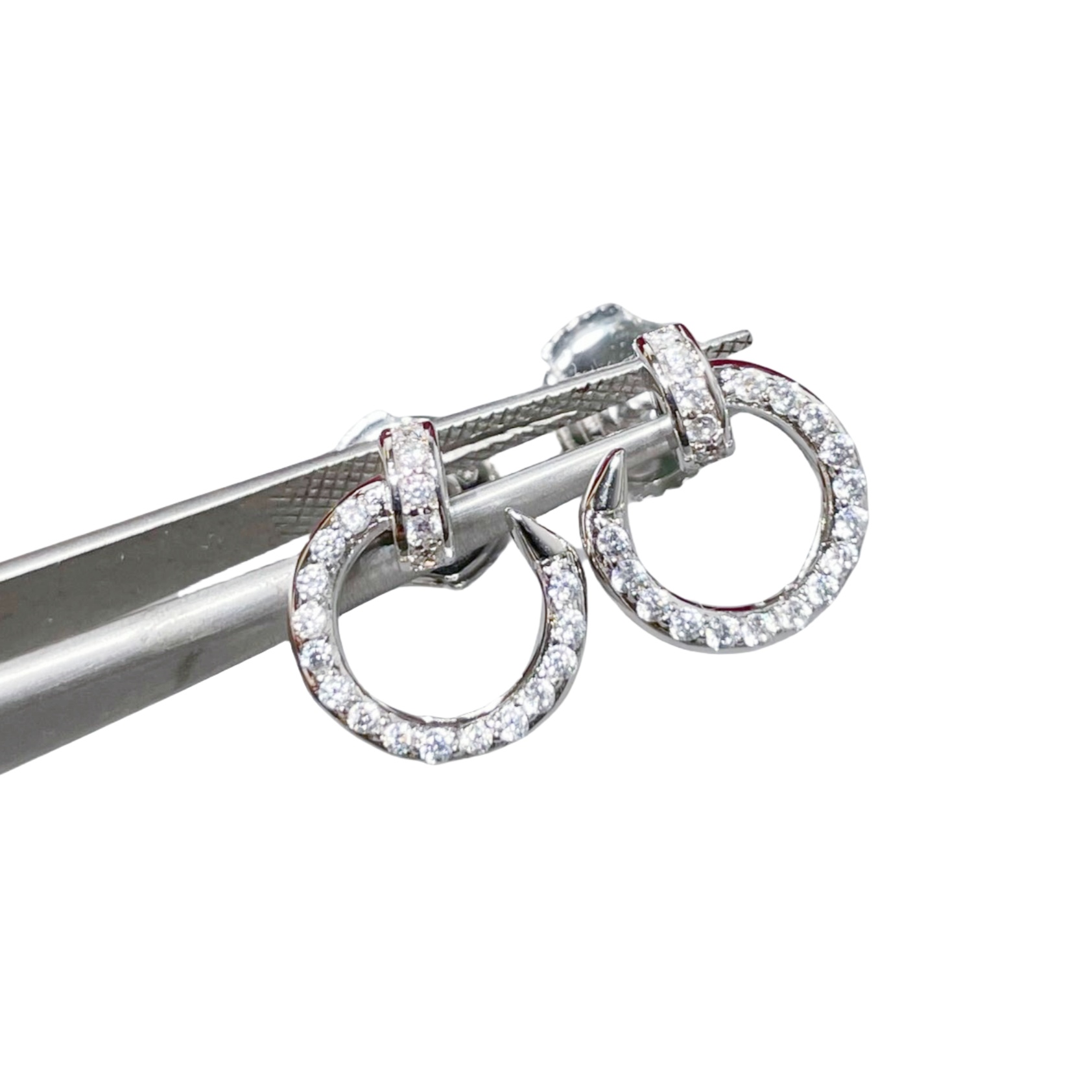 CTEV037 18K Cartier Juste un Clou hoop earrings, small model, paved - ccjewelryacc