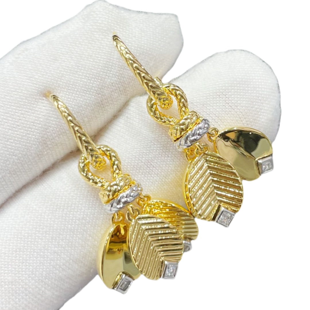 CTEV021 18k GRAIN YELLOW GOLD DE CAFÉ EARRINGS - ccjewelryacc