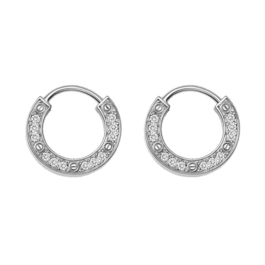 CTEV027 18K Cartier LOVE Hoop EARRING, PAVED - ccjewelryacc