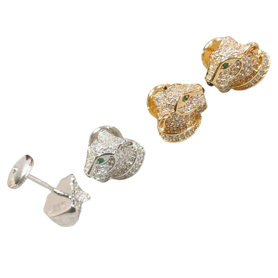 CTEV023 18k Cartier Panthere Heard stud earring - ccjewelryacc