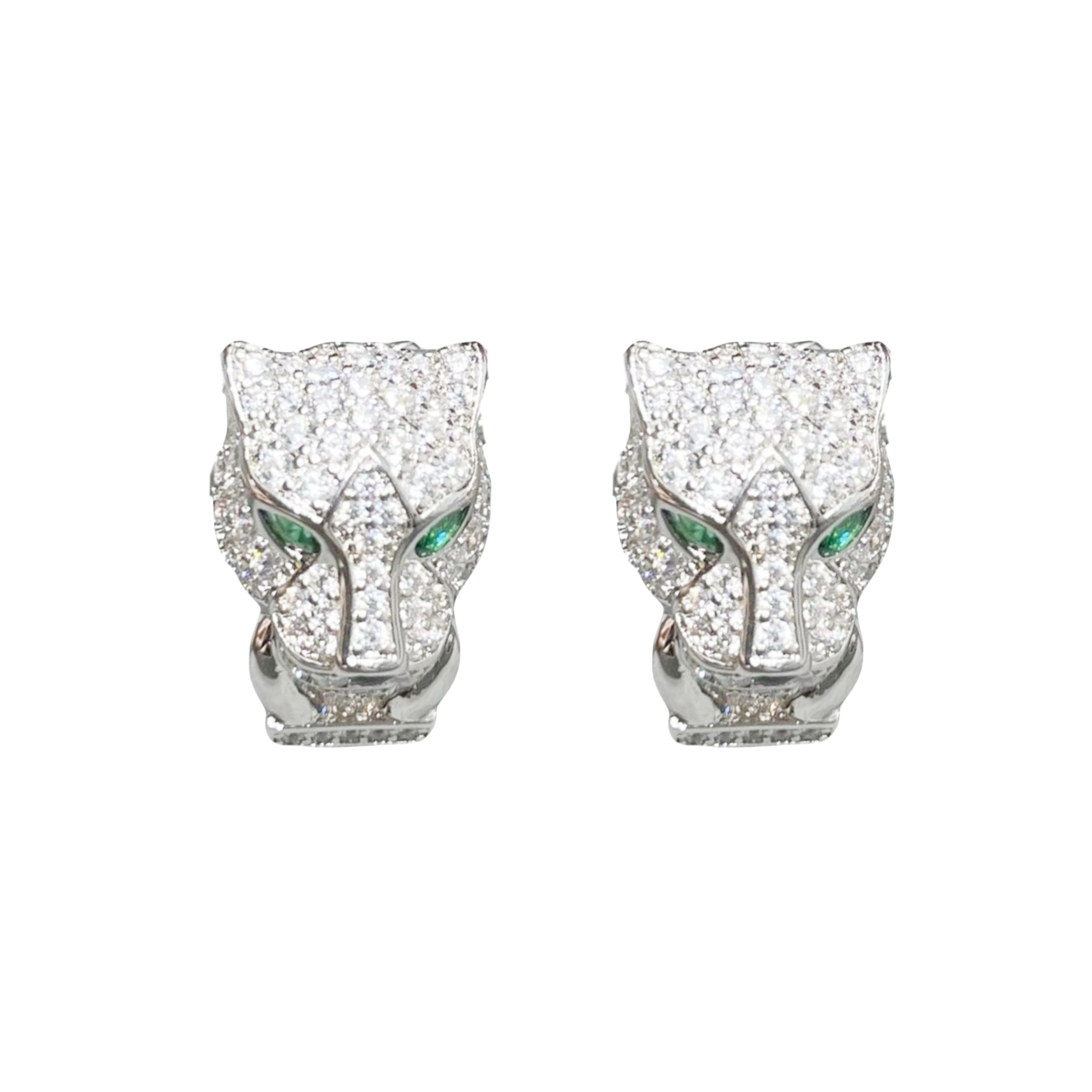 CTES001 18k White Gold full diamond leopard earring clip - ccfashionjewelry